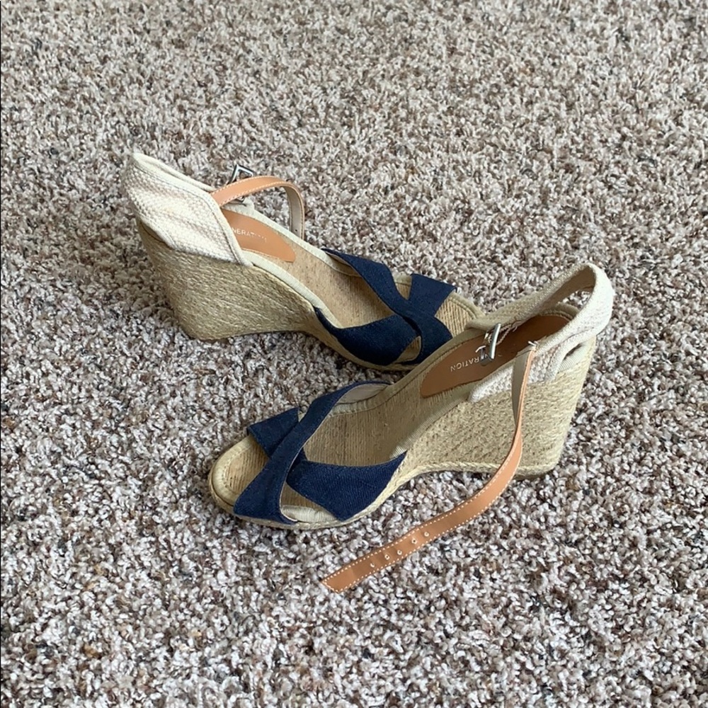 Navy and tan heels